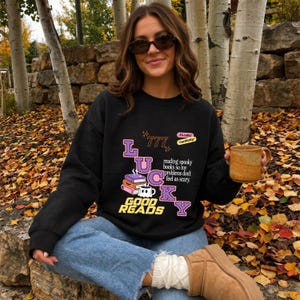 Lucky Good Reads Fall Reading Bookish Halloween Ghost Reader T-Shirt Cozy Books Lover Gift Spooky Season Comfort Colors Tee