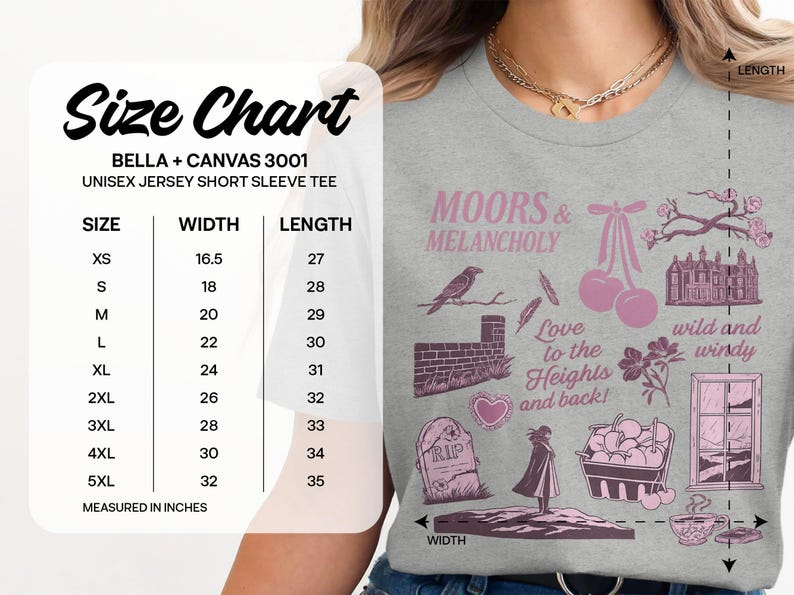 Koszulka z nadrukiem „Wichrowe Wzgórza”, Emily Bronte, Literatura gotycka, Literatura klasyczna, Mroczna akademia, Prezent dla miłośnika książek, Yorkshire Moors zdjęcie 11