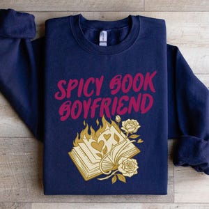 Spicy Book Boyfriend, Book Lover Gift, Dark Romance Reader, Bookish Aesthetic, Burning Book with Hearts and Roses, Literary Fan Design