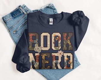 Book Nerd T-Shirt, Bookish Shirt, Book Lover Gift, Vintage Botanical Bookworm Sweatshirt, Literary Library Tee, Reader Gift Idea, Booktok