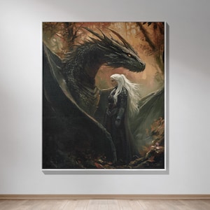 Manon Dragon and Warrior Woven Throw Blanket Dark Fantasy Home Decor Gothic Reading Gift for Bookworms and Dragon Lovers Unique Fandom Decor