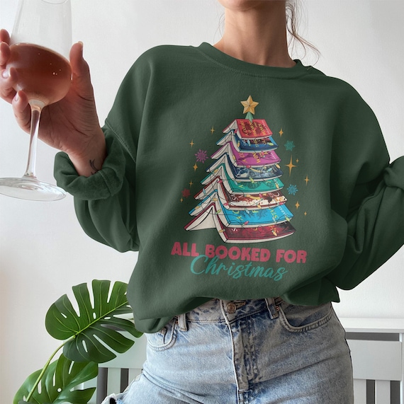 ACOTAR Christmas Book Tree Sweatshirt, Booked for Christmas, Seasons Readings, Christmas Librarian, Gift for Book Lovers, Bookish Sweatshirt