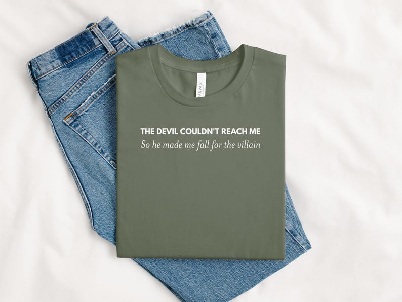 The Devil Couldnt Reach Me Villain Unisex T-Shirt, Funny Graphic Tee, Inspirational Quote Shirt, Gift for Him Her, Casual Cotton Shirt