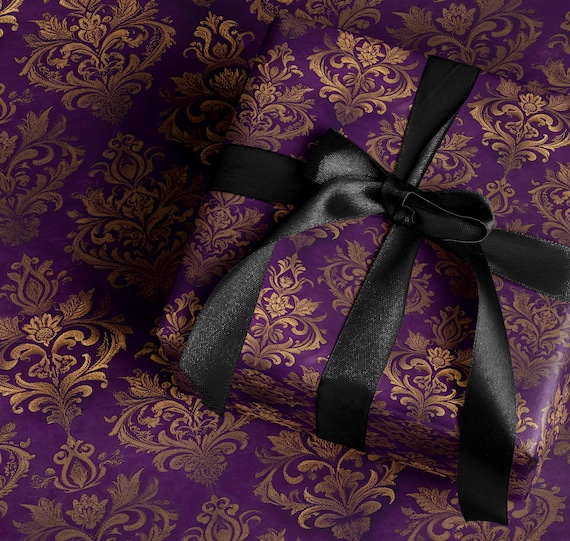 Gothic Revival Christmas Wrapping Paper Dark Academia Gift Wrap Luxury Dark Wrapping Paper Old Money Style Christmas Gift Goth Holiday Decor