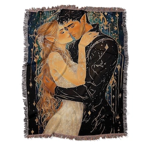 Romans i Bat Boys Woven Blanket Night Court Booktok Throw, Night Court-Inspired Fantasy Blanket Bookish Gift for Readers, Romantic Decor