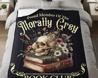 Manta del club de lectura Moralmente Gris, Manta para amantes de los libros, Manta de otoño, Manta de Halloween, Decoración gótica para el hogar, Rincón de lectura, Manta de regalo para amantes de los libros