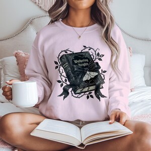 Wuthering Heights T-Shirt Sweatshirt, Emily Bronte, Gothic Literature, Classic Literature, Dark Academia, Book Lover Gift, Gothic Decor Light Pink