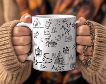 Mug trône de verre, cadeau livresques avec carte d'Erilea pour les fans de Sarah J Maas, Aelin Galathynius, Manon Bec noir et Hochet les étoiles