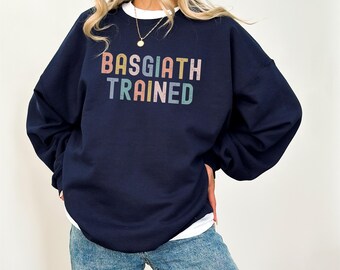 Basgiath Trained Sweatshirt, Fourth Wing Merch, Fantasy Bookish Cozy Pullover for Book Lovers Violet Sorrengail Onyx Storm Perfect Gift