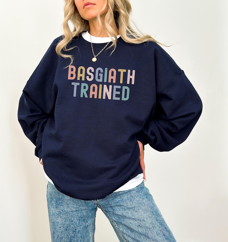 Basgiath Trained Sweatshirt, Fourth Wing Merch, Fantasy Bookish Cozy Pullover for Book Lovers Violet Sorrengail Onyx Storm Perfect Gift image 1