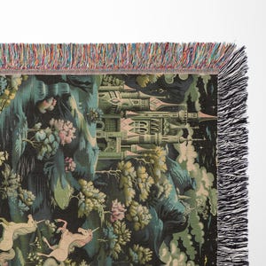a tapestry with a horse and unicorns on it