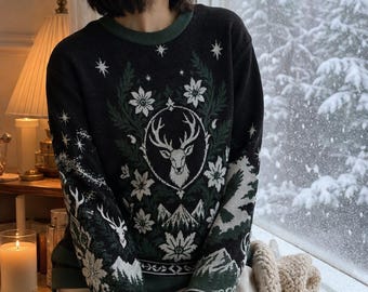 To Whatever End Knitted Sweater, Throne of Glass Fireheart Jacquard Jumper, Terrasen Stag Bookish Gift, Sarah J Maas Fantasy Reader Knitwear