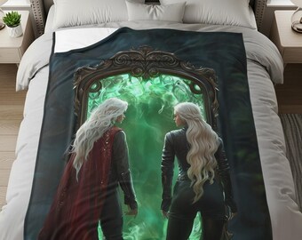Throne of Glass Blanket Sarah J Maas Merch Kingdom of Ash Celaena Aelin Booktok Merch Aelin and Rowan Bookish Home Decor Book Lover Gift