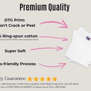 a white t - shirt with the words, premium quality, won't crack