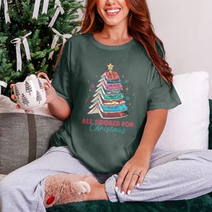 Christmas Book Lover Shirt, Holiday Reading Tee, Cozy Winter Bookish Gift, All Booked for Christmas Shirt, Cute Novelty T-shirt