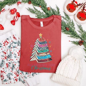 All Booked For Christmas Shirt, Merry Christmas Shirt, Book Lover Christmas Tree Shirt, Holiday Reading Shirt, Book Club Gift