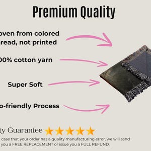 a picture of a blanket with the words premium quality on it
