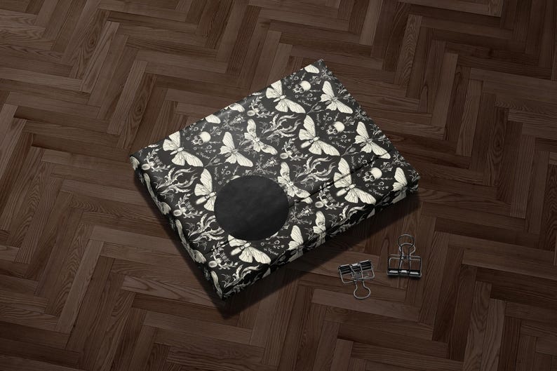 Black Vintage Butterfly and Moth Wrapping Paper, Elegant Nature Inspired Gift Wrap, Unique Monochrome Gift Packaging
