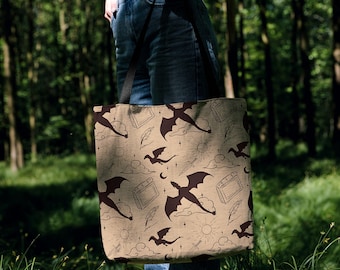 Fourth Wing Woven Tote Bag Romantasy Tapestry Bag for Booktok Fans with Dragons Xaden Riorson and Violet Sorrengail Bookish Gift