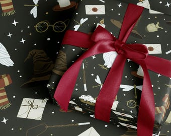 Papel de regalo navideño con diseño de casas de brujas, rollo de papel de regalo para amantes de los libros, regalo para amantes de la cultura Dark Academia, regalo navideño 139