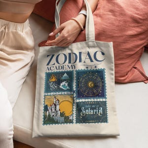 Borsa tote Zodiac Academy Borsa mappa scuola Solaria Fantasy per amanti dei libri Regalo romantico Celestial Heirs Borsa tote Vega Twins Bookish