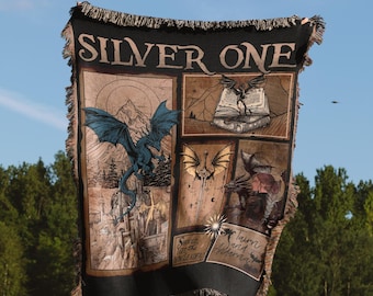 Fourth Wing Silver One Woven Blanket Dragon Rider Gift Empyrean Series Cozy Throw Bookish Decor Xaden Violet Basgiath Merch Romantasy