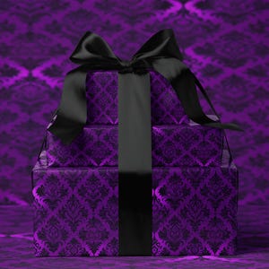 Elegant Purple Gift Box with Black Ribbon, Luxury Present for Special Occasions, Perfect for Birthdays, Holidays, Anniversaries, Weddings