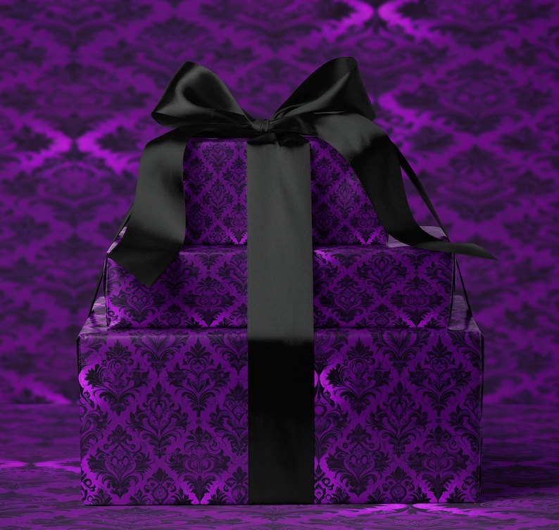 Elegant Purple Gift Box with Black Ribbon, Luxury Present for Special Occasions, Perfect for Birthdays, Holidays, Anniversaries, Weddings