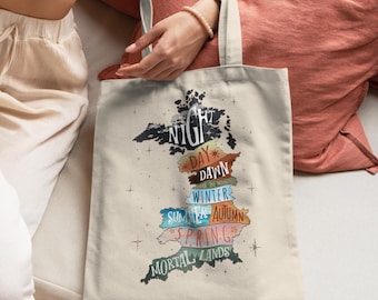 ACOTAR Courts Tote Bag Bookish Gift for Sarah J Maas Fans Velaris Night Court Map Bag for BookTok Romantasy Readers Fantasy Book Lover