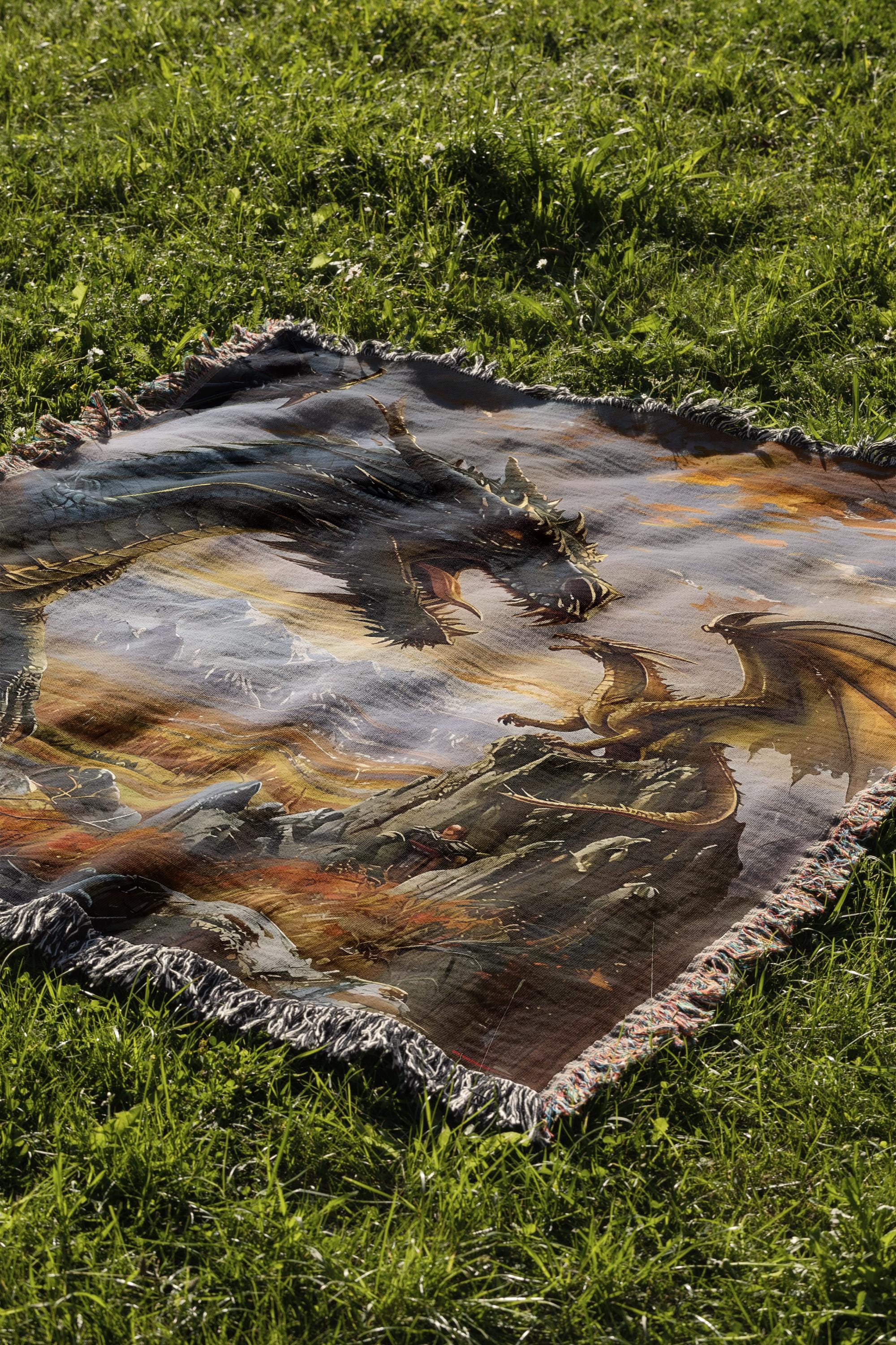 Fourth Wing Dragon Woven Blanket | Bookish Tapestry | Xaden