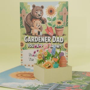 Tarjeta desplegable "Papá Jardinero", tarjeta 3D para el Día del Padre, tarjeta desplegable 3D, regalo para amantes de las plantas, tarjeta de felicitación, tarjeta de cumpleaños para papá jardinero, regalo para papá