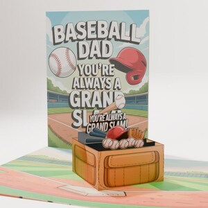 Baseball Dad Pop Up Karte, Vatertag 3D Grand Slam Karte, Sportliebhaber Geschenk, Baseball Fan Geschenk für Papa, Baseball Fan Geschenk