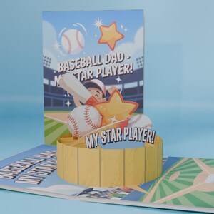 Baseball Dad Pop Up Card, Karta 3D na Dzień Ojca, Prezent sportowy, Stadion baseballowy, Karta urodzinowa dla taty, Prezent na Dzień Ojca, Prezent dla miłośników baseballu