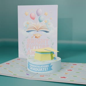 Carte pop-up Bright Future Ahead, carte de remise de diplôme 3D, cadeau de félicitations pour diplômé, carte de casquette de remise de diplôme, remise des diplômes 2025, carte de voeux