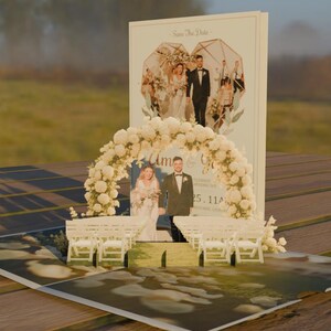 Tarjeta de boda 3D emergente personalizada, tarjeta con foto para guardar la fecha, regalo de boda, tarjeta de invitación de boda, ideas de regalos de boda significativos para parejas