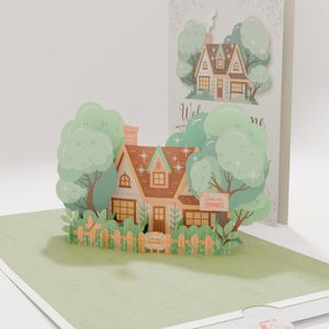 Willkommen zu Hause Pop-Up-Karte, personalisierte Popup-Karte, Geschenk für neues Zuhause, individuell Ihre Familie Name Karte, Hauskarte, Umzug Glückwunschkarte