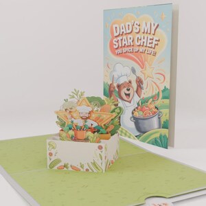Tarjeta desplegable "Papá Chef Estrella", tarjeta de cocina para el Día del Padre, regalo para darle sabor a mi vida, tarjeta de cumpleaños para papá con gorro de chef, regalo de cocina, regalo para papá, padre
