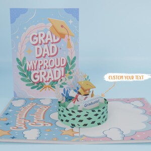 Carte contextuelle de remise des diplômes personnalisée, carte de félicitations 3D, carte de félicitations pour diplômé, cadeau casquette de remise des diplômes, promotion 2025, cadeau de remise des diplômes