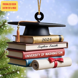 Personalized Graduation Ornament 2025, Custom Graduate Gift, Graduation Cap Ornament, College Keepsake, Class of 2025 Ornament