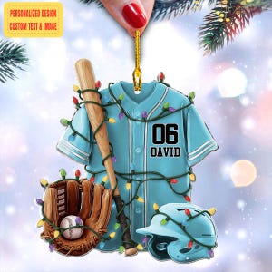 Personalized Baseball Ornament 2025, Custom Jersey and Hat Ornament with Name & Number, Baseball Player Gift, Sports Christmas Decor