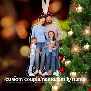 Benutzerdefinierte Familienfotoverzierungen Weihnachten, Familienbildverzierungen, benutzerdefinierte Fotoverzierung, benutzerdefinierte Bildverzierung, Familienweihnachtsverzierung