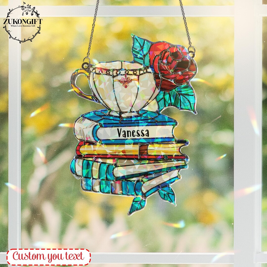 Fantasy Book Dragon Acrylic Suncatcher Ornament, Gift For Book Lovers, Dragon Lover