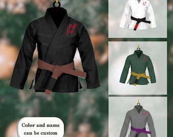 2 Sides Personalized Jiu Jitsu Uniform Ornament, Personalized BJJ Ornament, Custom Belt Jiu Jitsu Ornament, Gifts For Jiu Jitsu Lovers