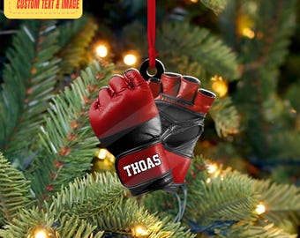 Personalized MMA Glove Ornament 2025, Custom Name & Color Boxing Ornament, Gift for Fighter, Martial Arts Lover, Gym Athlete Christmas Decor