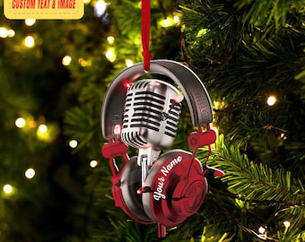 Personalized Microphone Christmas Ornament, Custom Singing Ornament Gift, Music Lover Xmas Keepsake 2025
