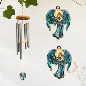 Angel Wings Wind Chimes with Aluminum Ornament, Guardian Angel Memorial Decor with Soothing Melodic Tones, Sympathy Gift, Christian Faith