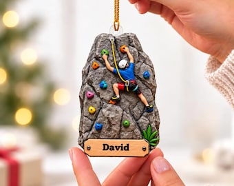 Decorazione natalizia personalizzata per arrampicata su roccia, decorazione personalizzata con nome per scalatore, regalo per scalatore, regalo per boulderista, regalo per amante dell'arrampicata