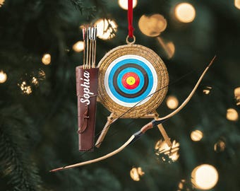 Personalized Archery Set Custom Shaped Acrylic Ornament, Archery Christmas Ornament, Gift for Archery Players, Christmas Hanging Decor