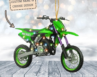 Ornement personnalisé en forme de vélo sale pour motos de motocross 2 côtés, ornement de vélo de motocross, cadeau de pilote de motocross, ornement de motocross