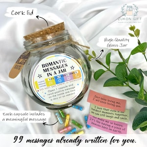 Capsuleletters bericht in een glazen pot, romantisch bericht, cadeau vriendin, valentijnscadeau, cadeau voor stel, doos jubileum, liefdesbriefjes